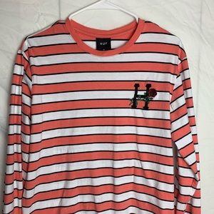 HUF white & salmon long sleeve